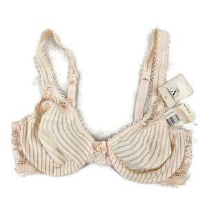 Vtg New Valentino Intimo Bra Womens 34B Stripes Lace Underwire 90s